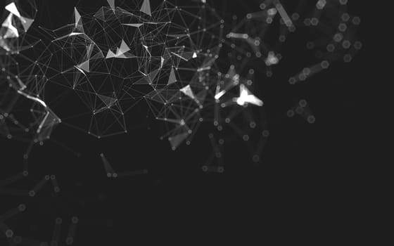 Abstract polygonal space low poly dark background with connecting dots and lines. Connection structure. 3d rendering