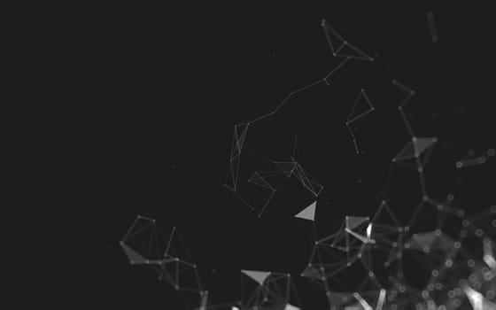 Abstract polygonal space low poly dark background with connecting dots and lines. Connection structure. 3d rendering