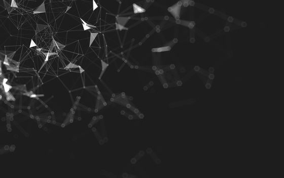 Abstract polygonal space low poly dark background with connecting dots and lines. Connection structure. 3d rendering