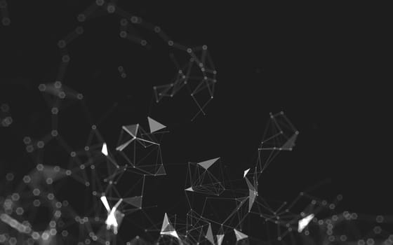 Abstract polygonal space low poly dark background with connecting dots and lines. Connection structure. 3d rendering