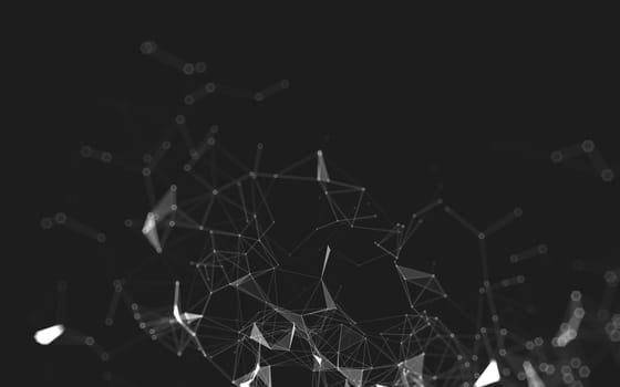 Abstract polygonal space low poly dark background with connecting dots and lines. Connection structure. 3d rendering