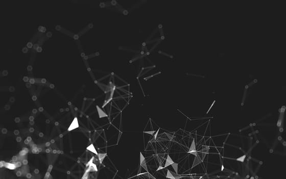 Abstract polygonal space low poly dark background with connecting dots and lines. Connection structure. 3d rendering