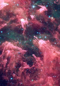 Far being shone nebula and star field against space