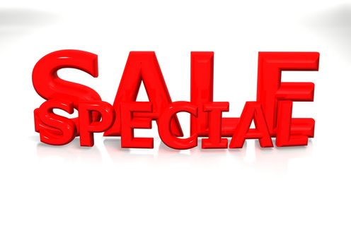 Glossy three-dimensional inscription Special Sale as a sign.