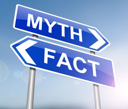 Illustration depicting a sign with a fact or myth concept.