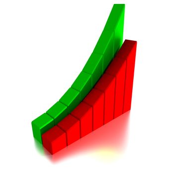 Stock Market Graph and Bar Chart, 3d illustration