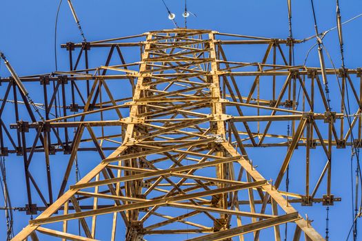electric insulator on the background of blue sky