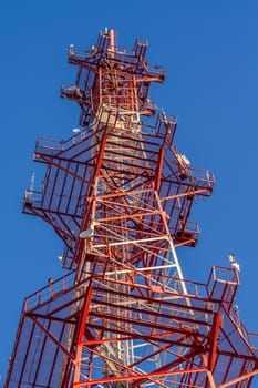 cell Antenna building communication and blue sky.