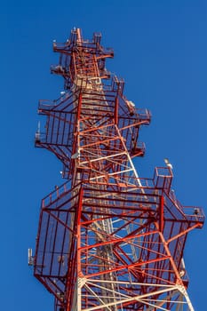 cell Antenna building communication and blue sky.