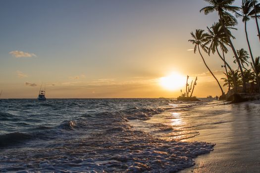 sunrise on the sea early in the morning tide
