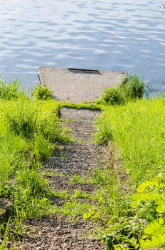 Abandoned ship mooring at the Ruhr in Essen, Germany