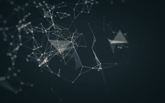 Abstract polygonal space low poly dark background with connecting dots and lines. Connection structure. 3d rendering