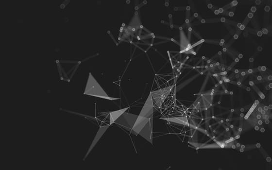 Abstract polygonal space low poly dark background with connecting dots and lines. Connection structure. 3d rendering