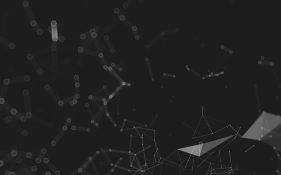 Abstract polygonal space low poly dark background with connecting dots and lines. Connection structure. 3d rendering