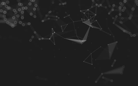 Abstract polygonal space low poly dark background with connecting dots and lines. Connection structure. 3d rendering