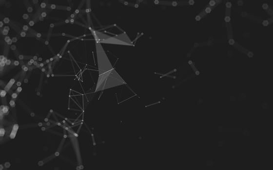 Abstract polygonal space low poly dark background with connecting dots and lines. Connection structure. 3d rendering