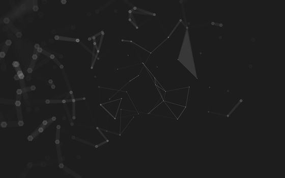 Abstract polygonal space low poly dark background with connecting dots and lines. Connection structure. 3d rendering