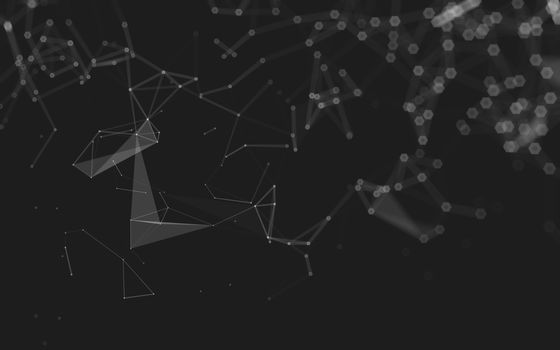 Abstract polygonal space low poly dark background with connecting dots and lines. Connection structure. 3d rendering