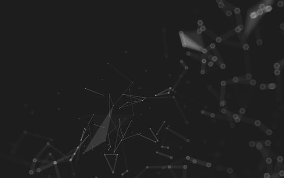 Abstract polygonal space low poly dark background with connecting dots and lines. Connection structure. 3d rendering