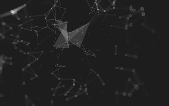 Abstract polygonal space low poly dark background with connecting dots and lines. Connection structure. 3d rendering