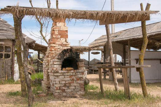 The old Russian oven in the courtyard outdoors