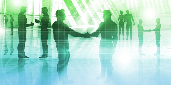 Business People Handshake Greeting Agreement Talking Deal Concept