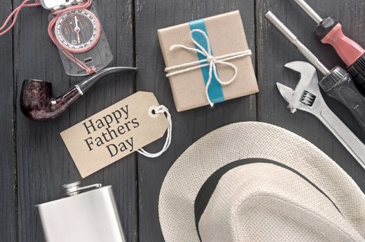 Fathers day gift box with a label