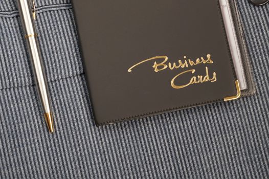 Case for business cards from a leather substitute