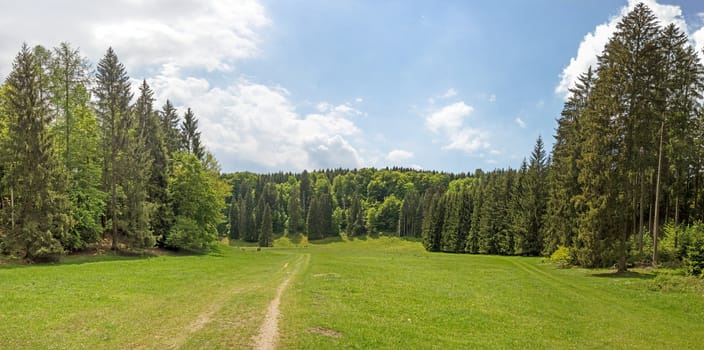 Panorama of the Wental valley at Swabian Alps near Steinheim and Bartholomae