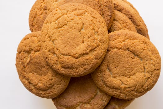 fresh oatmeal delicious round cookies close-up big group