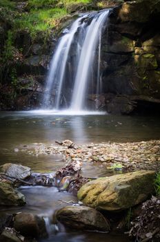 A small waterfall, North Yorkshire Moors, England UK