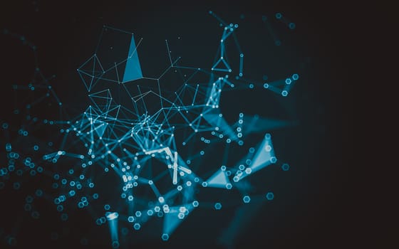 Abstract polygonal space low poly dark background with connecting dots and lines. Connection structure. 3d rendering