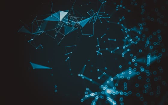 Abstract polygonal space low poly dark background with connecting dots and lines. Connection structure. 3d rendering