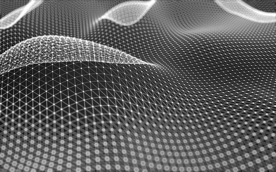 Abstract polygonal space low poly dark background with connecting dots and lines. Connection structure. 3d rendering