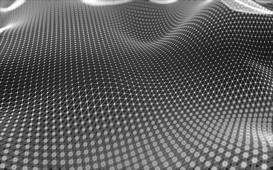 Abstract polygonal space low poly dark background with connecting dots and lines. Connection structure. 3d rendering