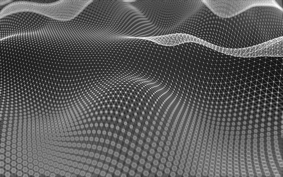 Abstract polygonal space low poly dark background with connecting dots and lines. Connection structure. 3d rendering