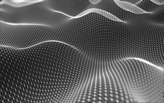 Abstract polygonal space low poly dark background with connecting dots and lines. Connection structure. 3d rendering