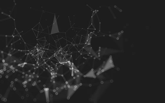 Abstract polygonal space low poly dark background with connecting dots and lines. Connection structure. 3d rendering