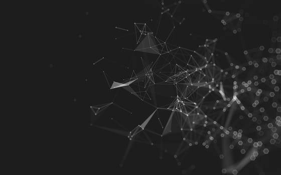 Abstract polygonal space low poly dark background with connecting dots and lines. Connection structure. 3d rendering