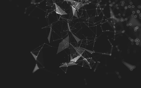 Abstract polygonal space low poly dark background with connecting dots and lines. Connection structure. 3d rendering