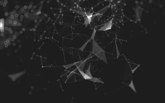 Abstract polygonal space low poly dark background with connecting dots and lines. Connection structure. 3d rendering