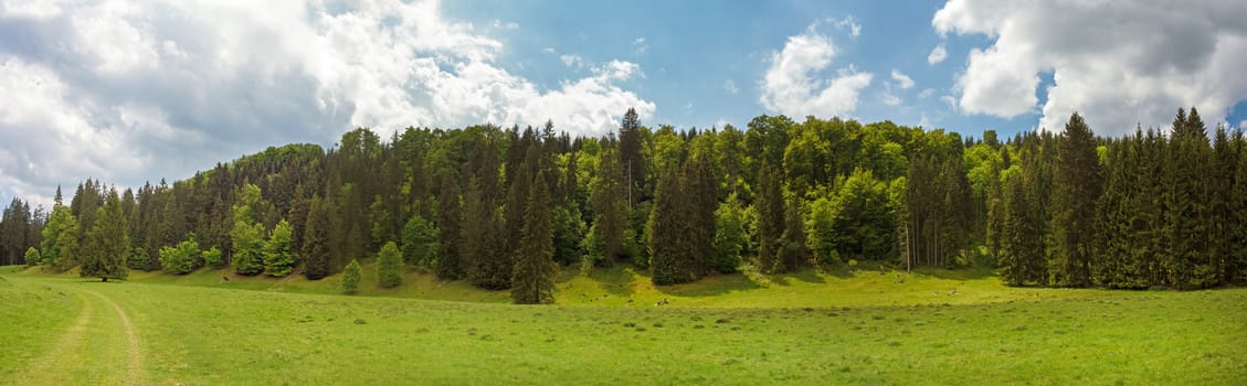 Panorama of the Wental valley at Swabian Alps near Steinheim and Bartholomae