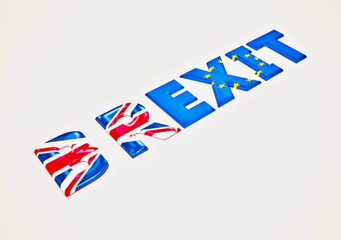 Glossy three-dimensional inscription BrExit on dimensional background. 3D illustration.