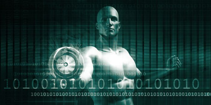 Analytics Technology with Businessman Harnessing Power and Energy