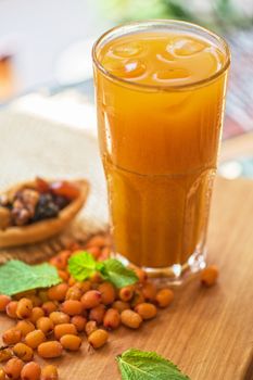 fruit non-alcoholic drink with sea buckthorn