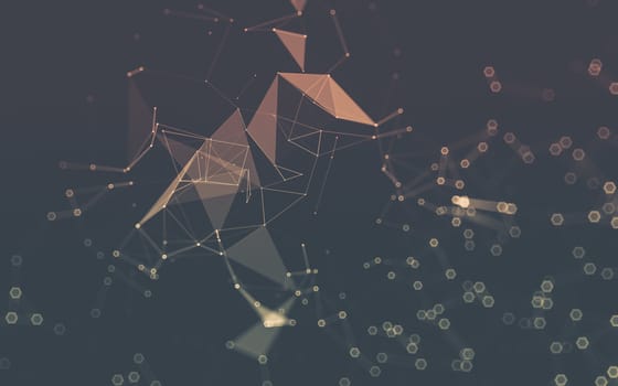 Abstract polygonal space low poly dark background with connecting dots and lines. Connection structure. 3d rendering