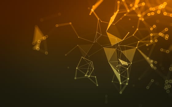 Abstract polygonal space low poly dark background with connecting dots and lines. Connection structure. 3d rendering