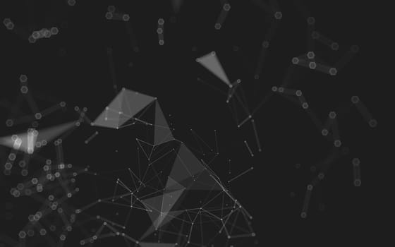 Abstract polygonal space low poly dark background with connecting dots and lines. Connection structure. 3d rendering