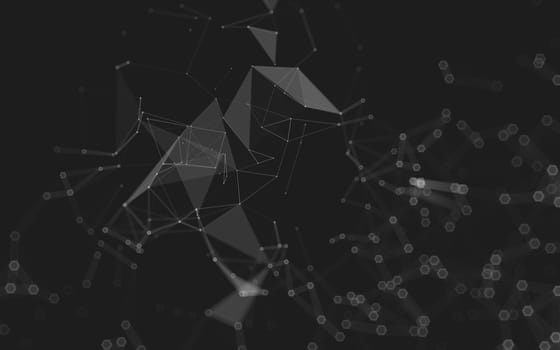 Abstract polygonal space low poly dark background with connecting dots and lines. Connection structure. 3d rendering