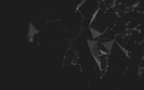 Abstract polygonal space low poly dark background with connecting dots and lines. Connection structure. 3d rendering